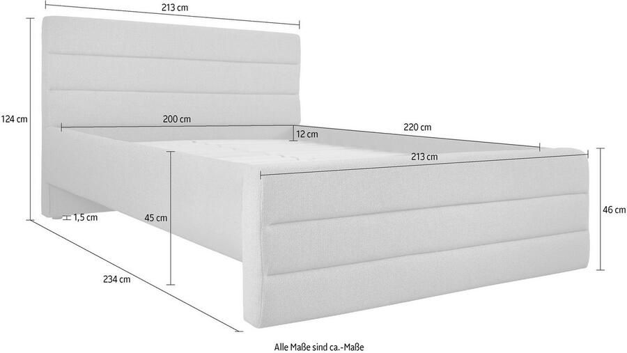 OTTO products Gestoffeerd bed Merrit Dwarsnaad in het hoofd- en voetbord in 5 breedten ook in 220 cm lang - Foto 5
