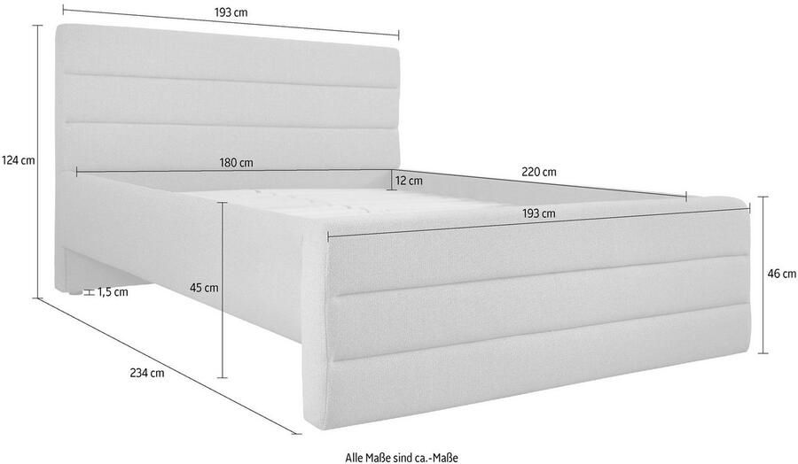 OTTO products Gestoffeerd bed Merrit Dwarsnaad in het hoofd- en voetbord in 5 breedten ook in 220 cm lang - Foto 5