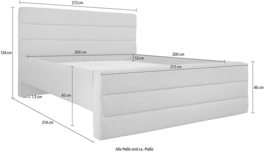 OTTO products Gestoffeerd bed Merrit Dwarsnaad in het hoofd- en voetbord in 5 breedten ook in 220 cm lang - Foto 5