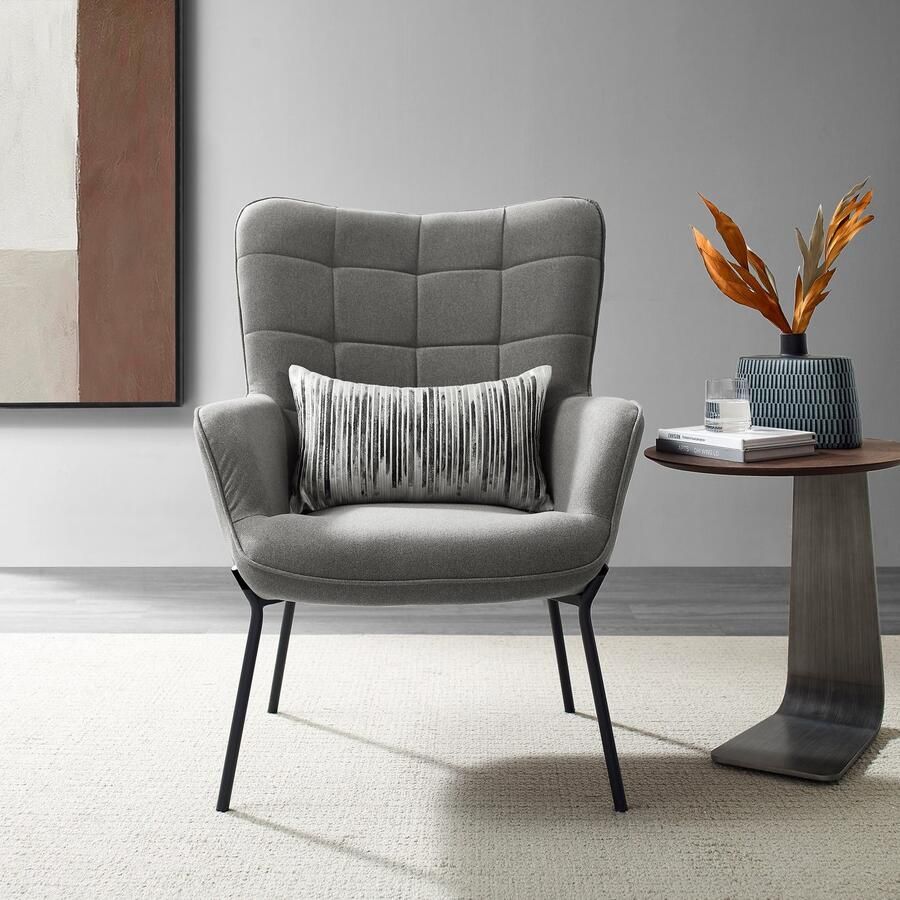 Home affaire Loungestoel Luukas ovale stoel met metalen poten Stof gerecycled polyester zacht verdikte zitting en rugleuning zithoogte 46 cm (1 stuk) - Foto 2
