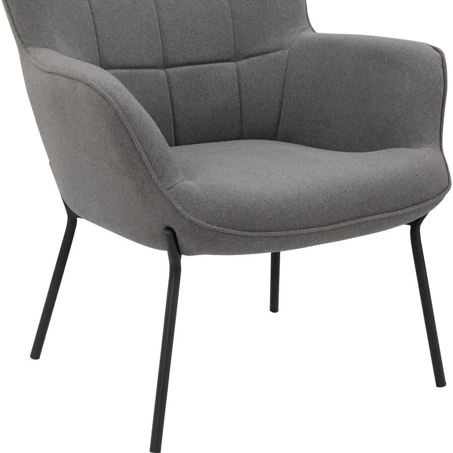 OTTO products Loungestoel Luukas ovale stoel met metalen poten Stof gerecycled polyester zacht verdikte zitting en rugleuning zithoogte 46 cm (1 stuk) - Foto 2