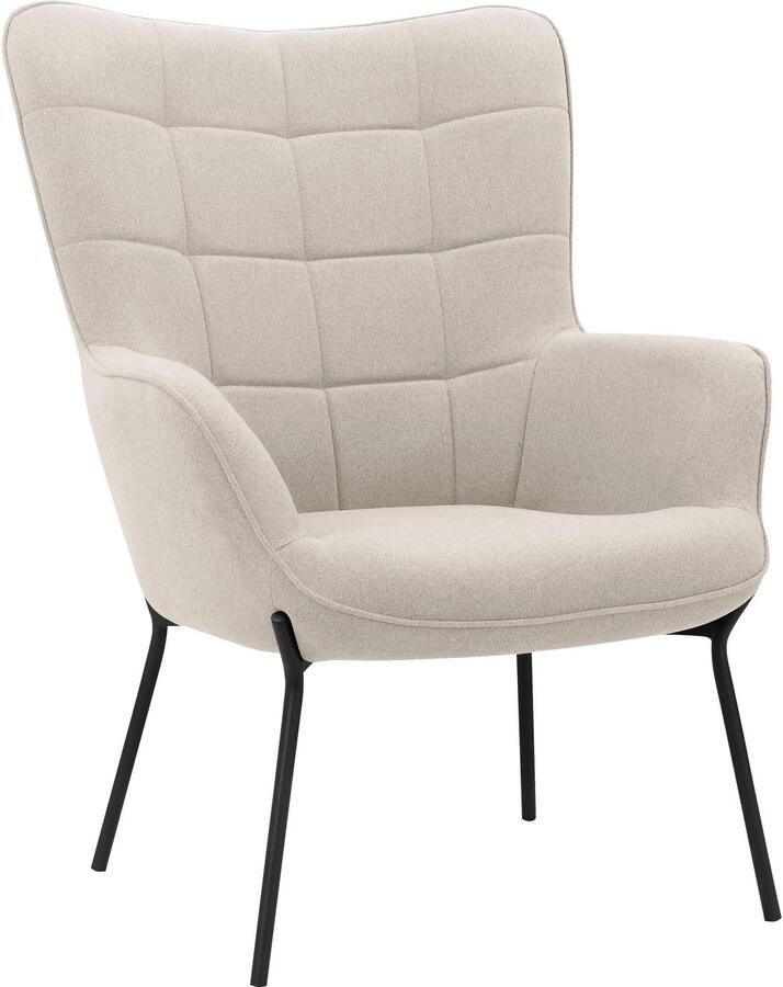 OTTO products Loungestoel Luukas ovale stoel met metalen poten Stof gerecycled polyester zacht verdikte zitting en rugleuning zithoogte 46 cm (1 stuk) - Foto 4