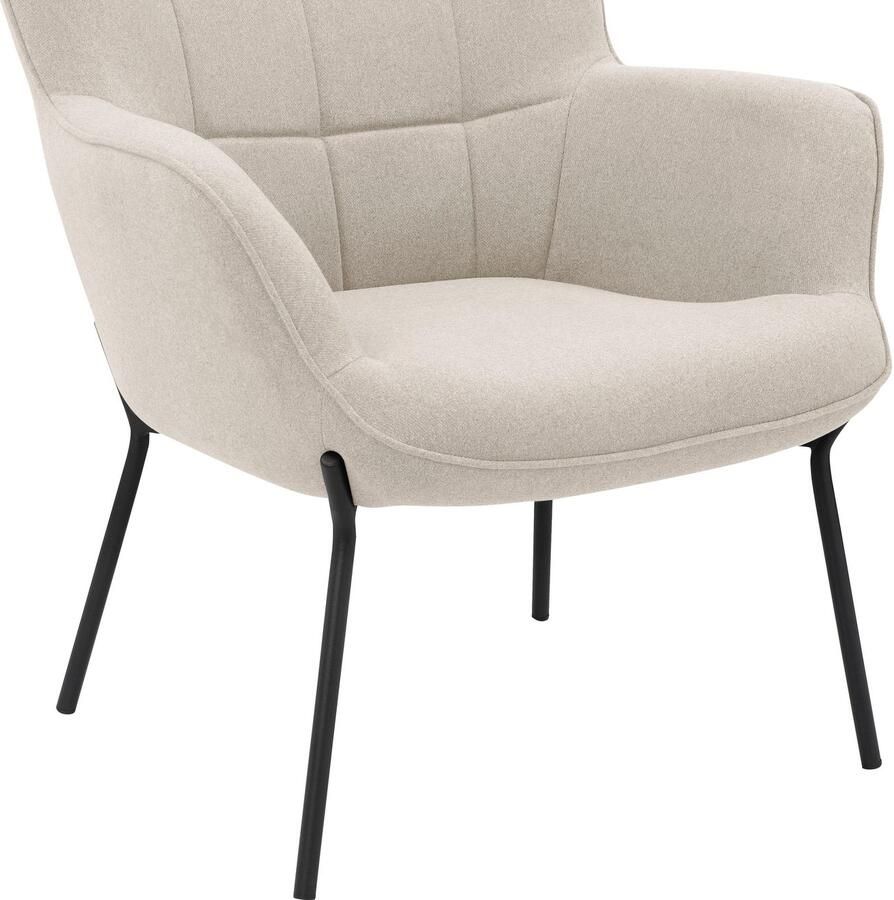 OTTO products Loungestoel Luukas ovale stoel met metalen poten Stof gerecycled polyester zacht verdikte zitting en rugleuning zithoogte 46 cm (1 stuk) - Foto 2