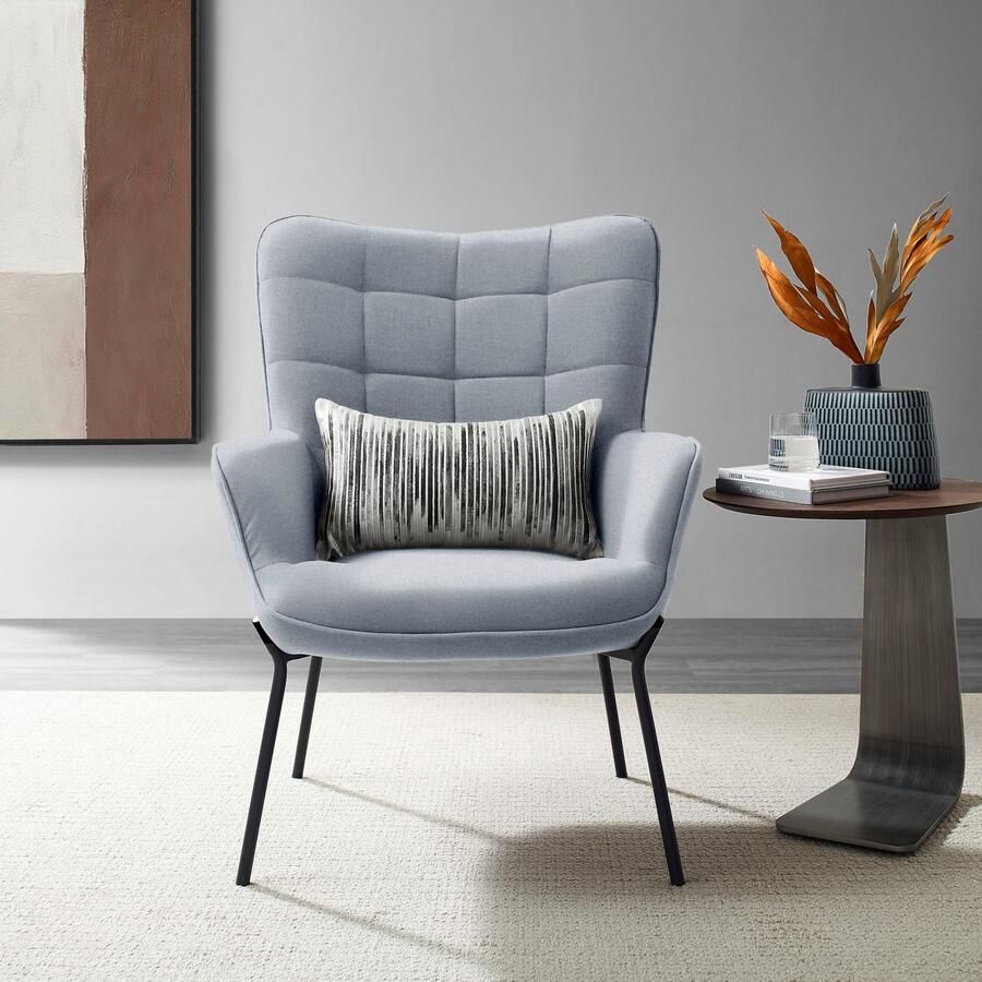 Home affaire Loungestoel Luukas ovale stoel met metalen poten Stof gerecycled polyester zacht verdikte zitting en rugleuning zithoogte 46 cm (1 stuk) - Foto 2