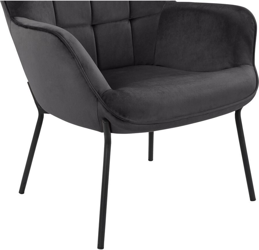 Home affaire Loungestoel Luukas ovale stoel met metalen poten Stof gerecycled polyester zacht verdikte zitting en rugleuning zithoogte 46 cm (1 stuk) - Foto 3