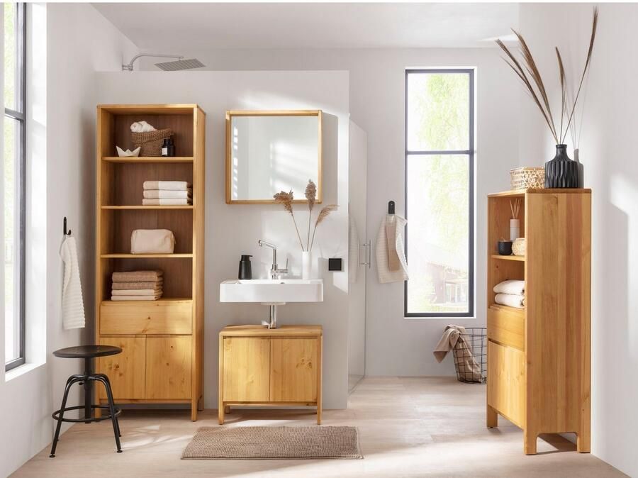 OTTO products Wastafelonderkast Jorrick Breedte 60 cm grenen met bio olie was behandeld sifonuitsparing - Foto 5