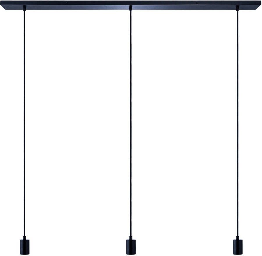 Paco Home Hanglamp HUGO SQ L Stabiele lampophanging E27 1 5m textielen kabel 3 fittingen 120 cm breed - Foto 3