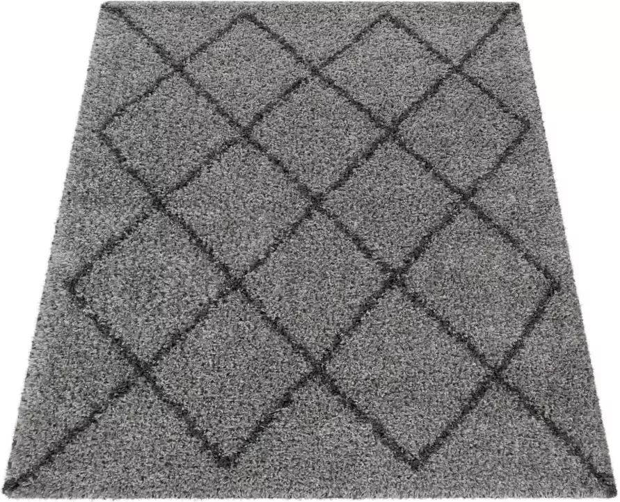 Paco Home Hoogpolig vloerkleed Kalmar 444 Scandinavisch design ruitmotief zacht & behaaglijk