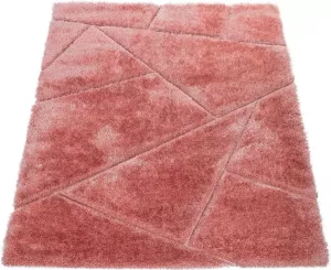 Paco Home Hoogpolig vloerkleed Palma 334 zachte hoogpolige shaggy modern geometrische design unikleurig met effectgaren voor lichte glans 3d-design ideaal in de woonkamer & slaapkamer