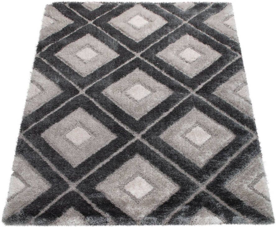 Paco Home Hoogpolig vloerkleed Ponto 820 modern ruitendessin heerlijk zacht