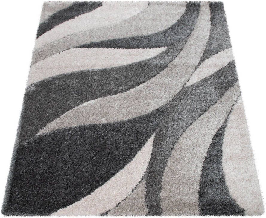 Paco Home Hoogpolig vloerkleed Ponto 821 modern golfdesign heerlijk zacht