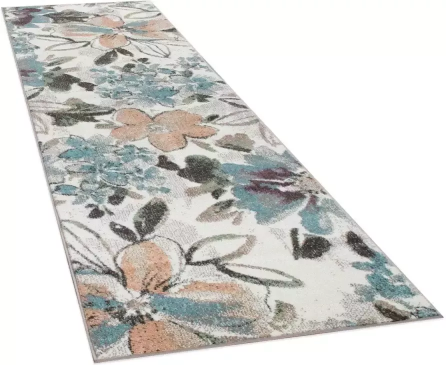Paco Home Designvloerkleed Modern Woonkamer Bloemenpatroon Pasteltinten In Groen Blauw Crème 70x250 cm - Foto 2