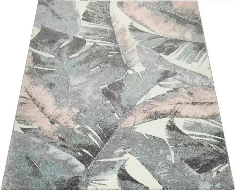 Paco Home Loper Kosy 518 Tapijtloper korte pool motief blaadjes pastelkleuren