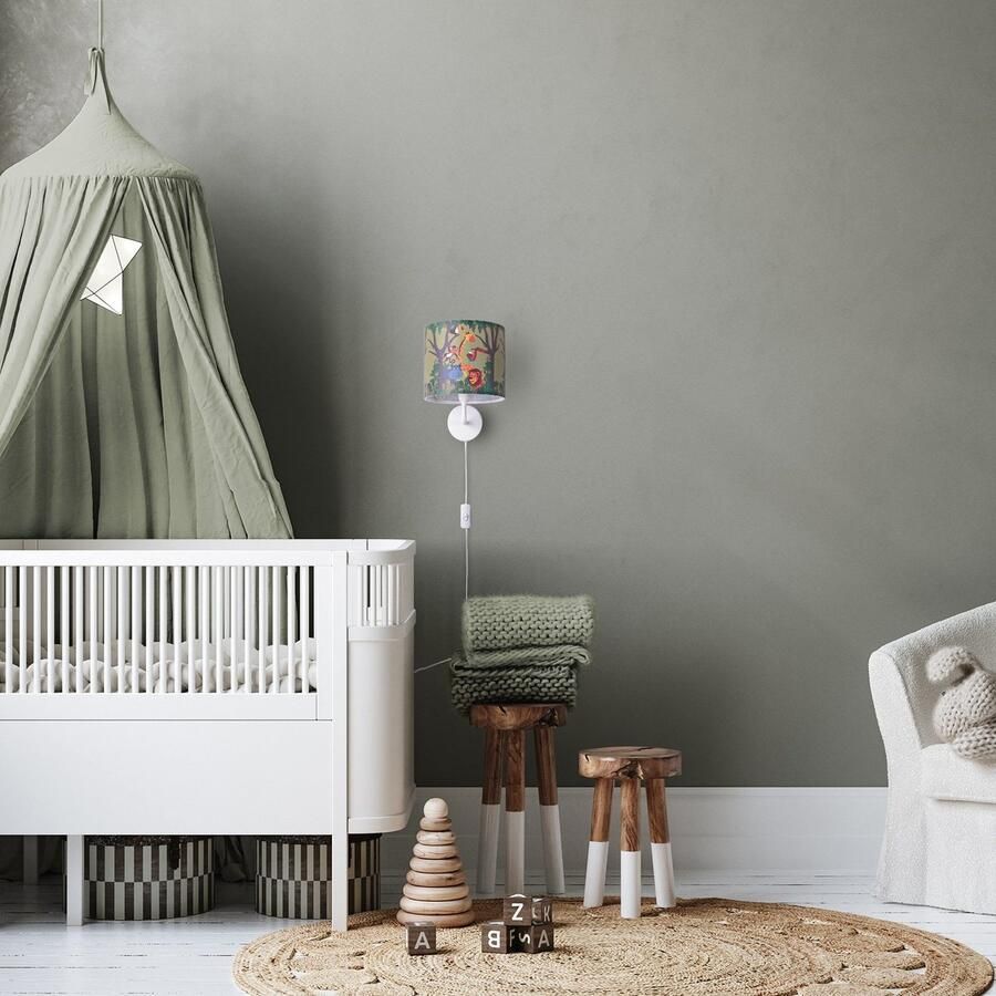 Paco Home Wandlamp Diamond 638 Lamp kinderkamer âˆ…18cm jungle dier-motief kabel 3m E14