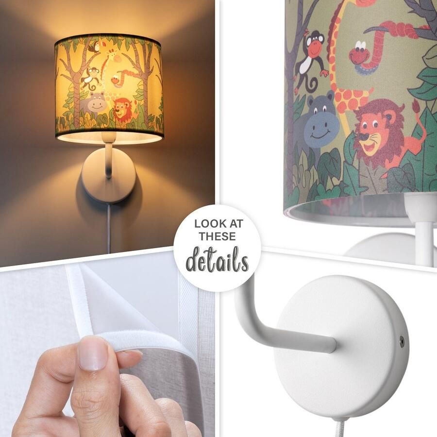 Paco Home Wandlamp Diamond 638 Lamp kinderkamer âˆ…18cm jungle dier-motief kabel 3m E14 - Foto 2