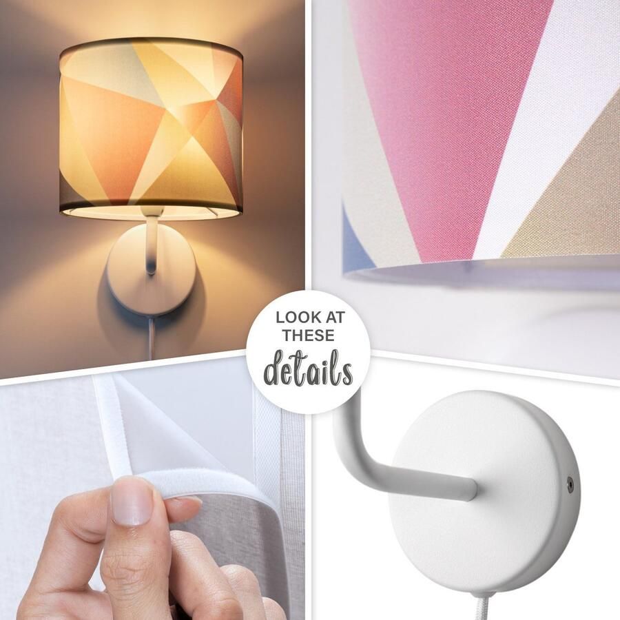 Paco Home Wandlamp Kosy 309 Stekker ganglamp woonkamer Ø18cm pastel decor kabel 3m E14 - Foto 2