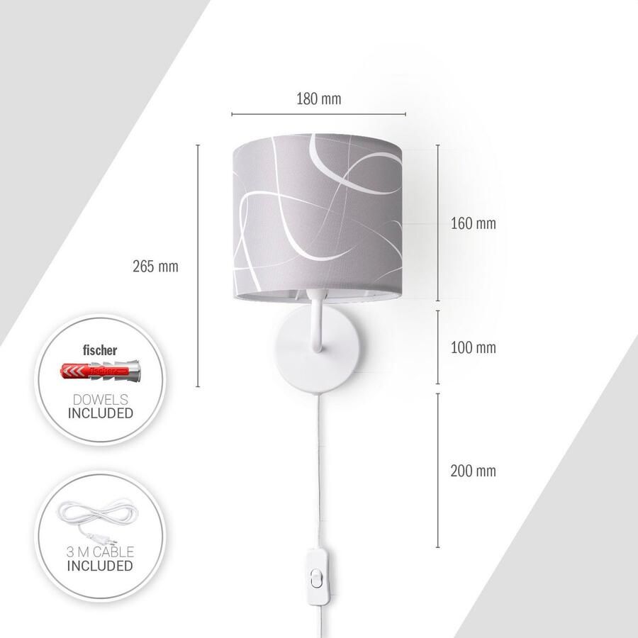 Paco Home Wandlamp Luca Tribal Woonkamer moderne wandlamp met kap stof abstract retro E14