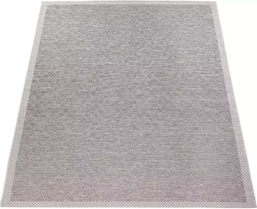 Paco Home Vloerkleed Vancouver 163 Platweefsel ruitmotief gemêleerde look met randdessin geschikt voor binnen en buiten