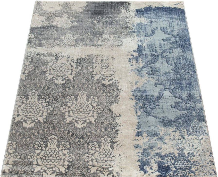 Paco Home Laagpolig Vloerkleed Denimlook Met Rokoko-Patroon Jeansblauw Modern Gemêleerd Grijs 120x170 cm - Foto 2