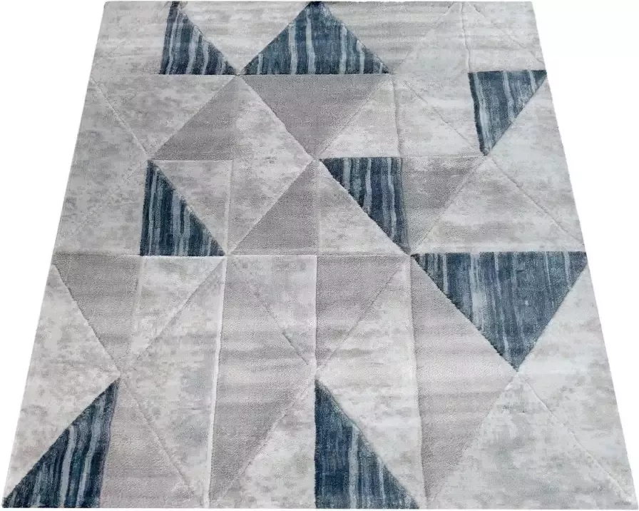 Paco Home Laagpolig Vloerkleed Modern Ruitpatroon Vintagestijl Ombre-Look Grijs Blauw 80x150 cm - Foto 2