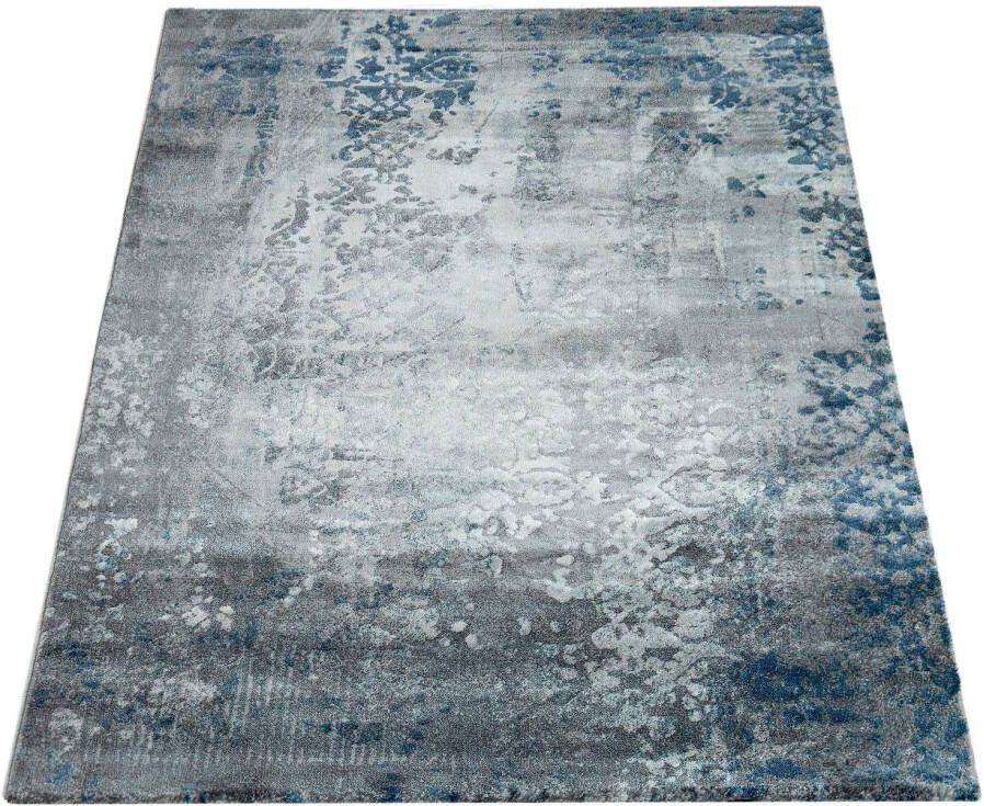 Paco Home Laagpolig Vloerkleed Modern Oriëntaals Patroon Vintagestijl Ombre-Look Grijs Blauw 155x230 cm - Foto 2