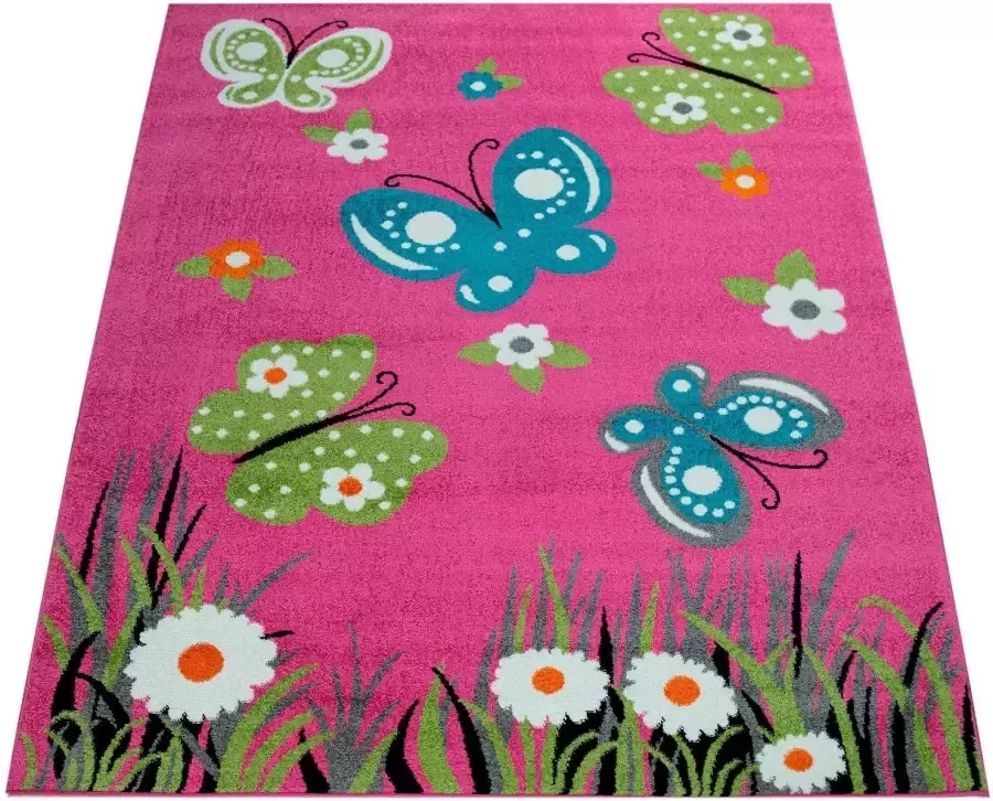 Paco Home Vloerkleed voor de kinderkamer Alma 940 Korte pool kinderdesign motief vlinders kinderkamer - Foto 2