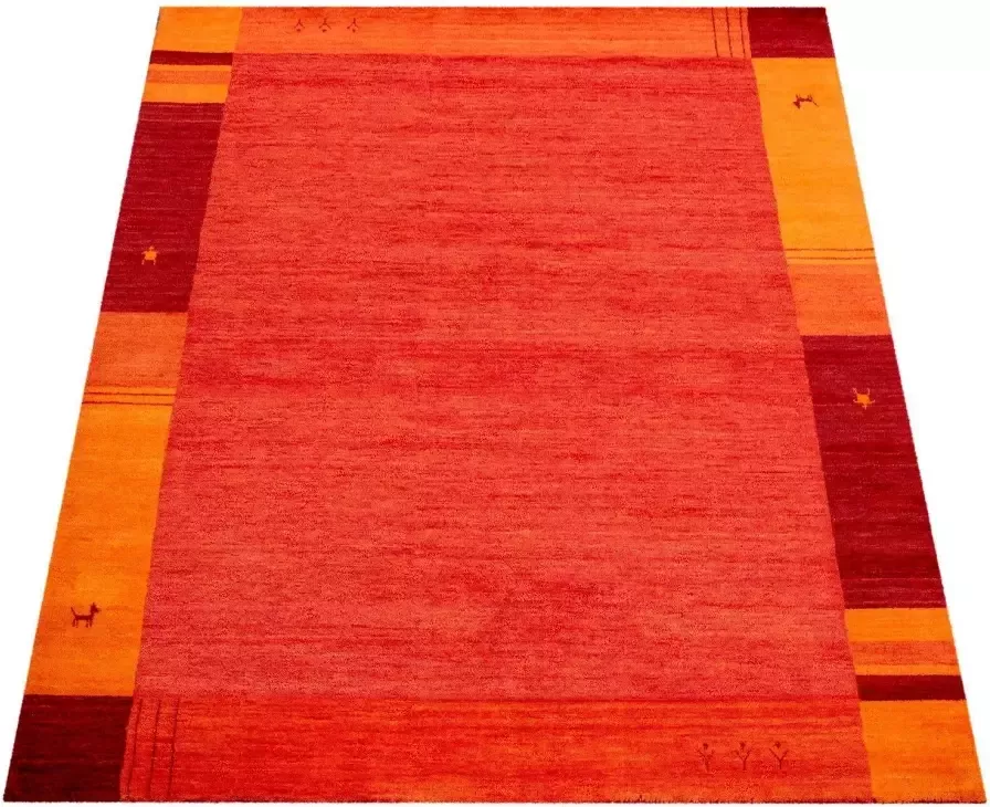 Paco Home Wollen kleed Gabbeh 306 Korte pool met de hand geweven zuivere wol gabbeh-stijl met randdessin