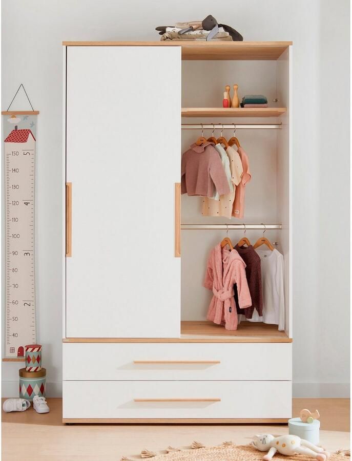 PAIDI Kinderwelten Kledingkast YOLANDA 2T2S smal Schuifdeuren met hoogwaardige aluminium rails 2 lades - Foto 5