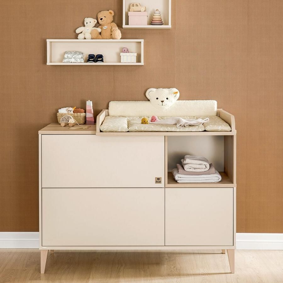 PAIDI Kinderwelten Ombouwzijkanten MILA & BEN Steiff door PAIDI hoofdbeveiliging extra zacht gewatteerd past op elke commode wasbaar