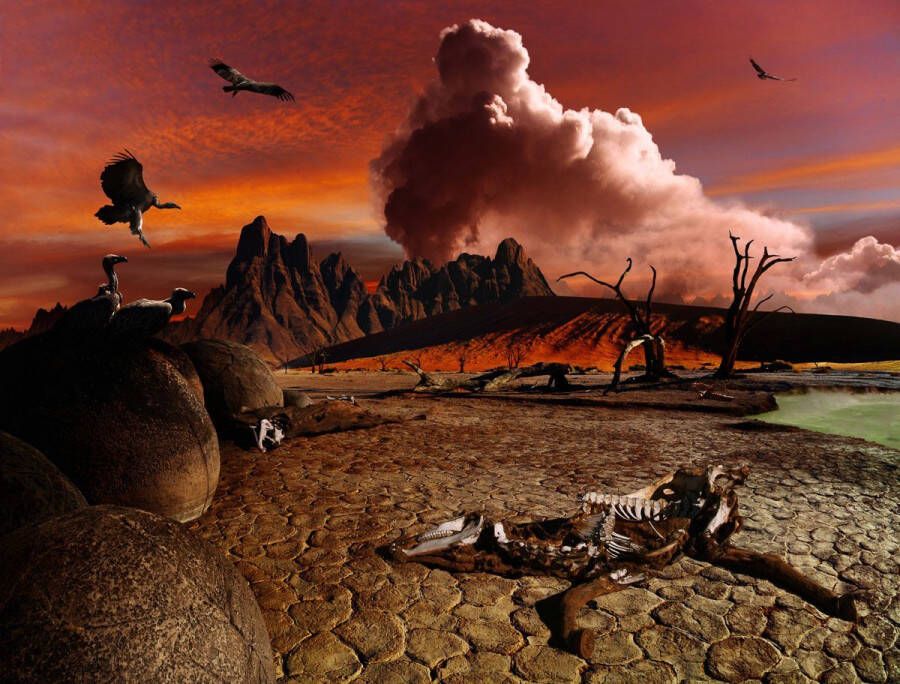 Papermoon Fotobehang Apocalyptisch landschap Vliesbehang eersteklas digitale print - Foto 1