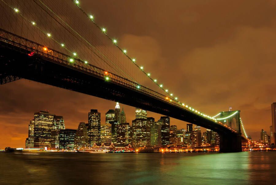Papermoon Fotobehang Brooklyn Bridge by Night - Foto 1