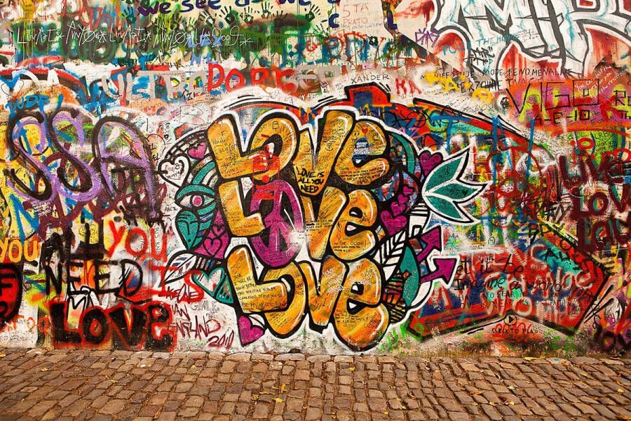Papermoon Fotobehang Liefde graffiti Lennon wand Love graffiti wand - Foto 1