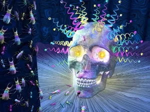 Papermoon Fotobehang Psychedelische schedel fluwelig vliesbehang eersteklas digitale print