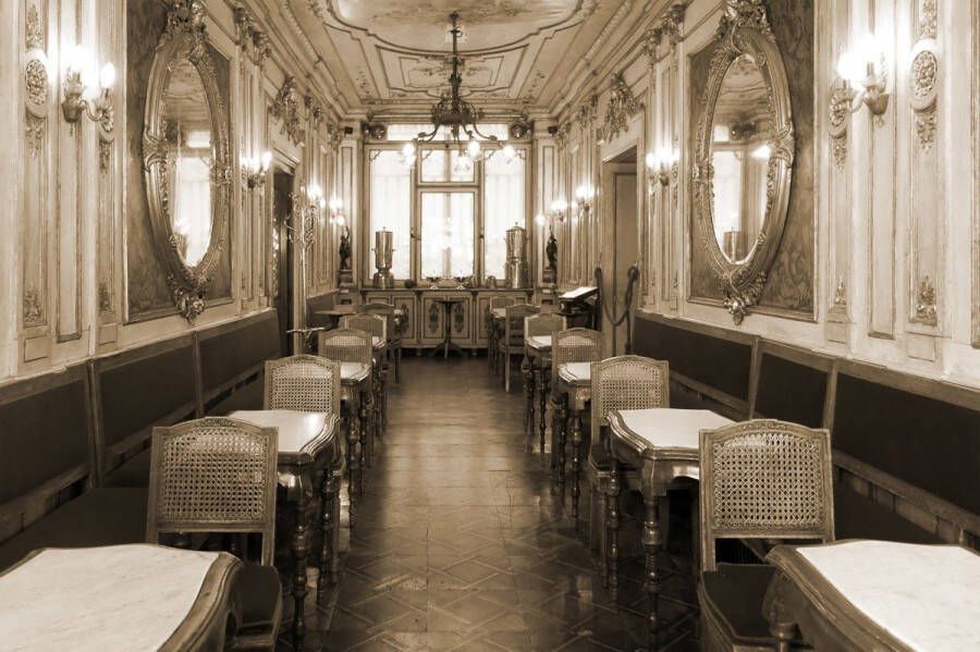 Papermoon Fotobehang Vintage Cafe interieur Vliesbehang eersteklas digitale print - Foto 1