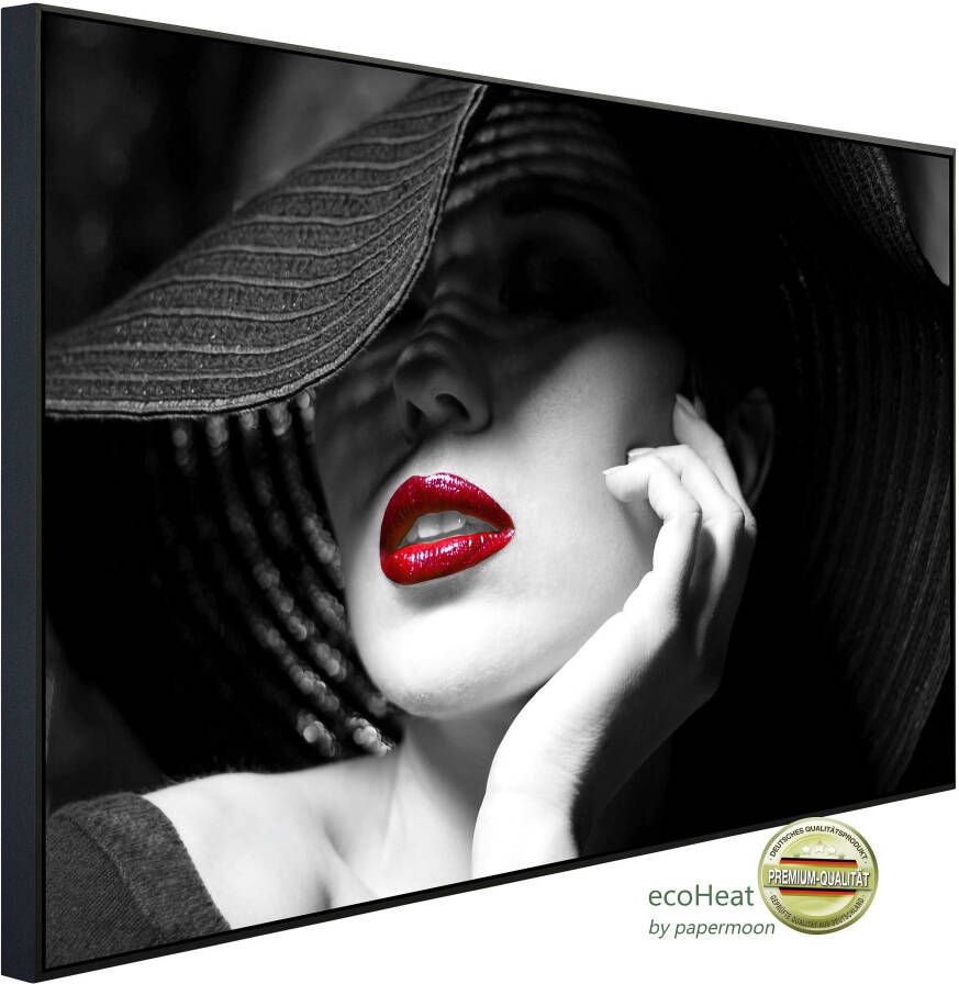 Papermoon Infraroodverwarming Zwart-witte vrouw met rode lippen