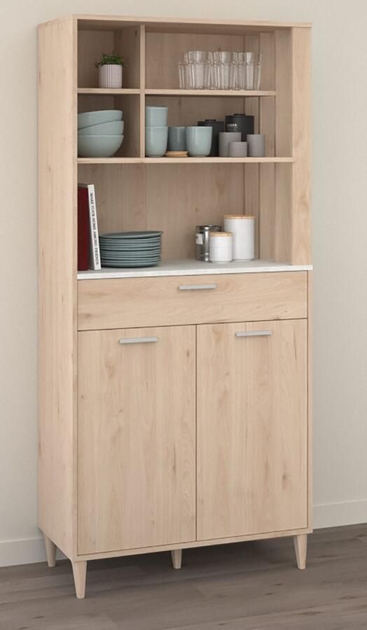 Parisot Buffetkast Galatee met 2 deuren & 1 lade eikdecor wit - Foto 7