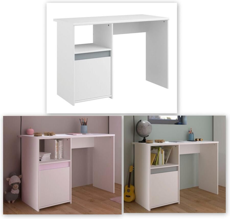 Parisot Bureau Rue 110cm met kast wit grijs of wit roze - Foto 2