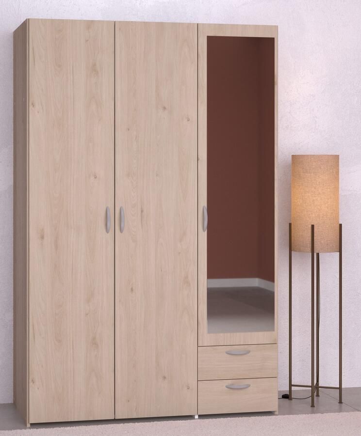 Parisot VARIA kast Eiken en wit decor 3 deuren 2 laden Rechterdeur met spiegel 120 3 x 185 x 51 7 - Foto 4