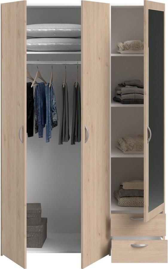 Parisot VARIA kast Eiken en wit decor 3 deuren 2 laden Rechterdeur met spiegel 120 3 x 185 x 51 7 - Foto 3