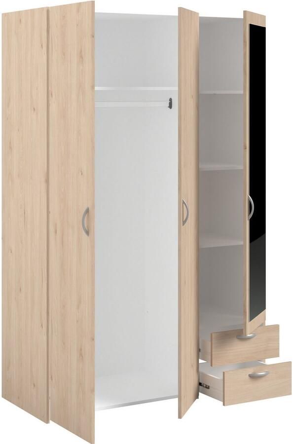 Parisot VARIA kast Eiken en wit decor 3 deuren 2 laden Rechterdeur met spiegel 120 3 x 185 x 51 7