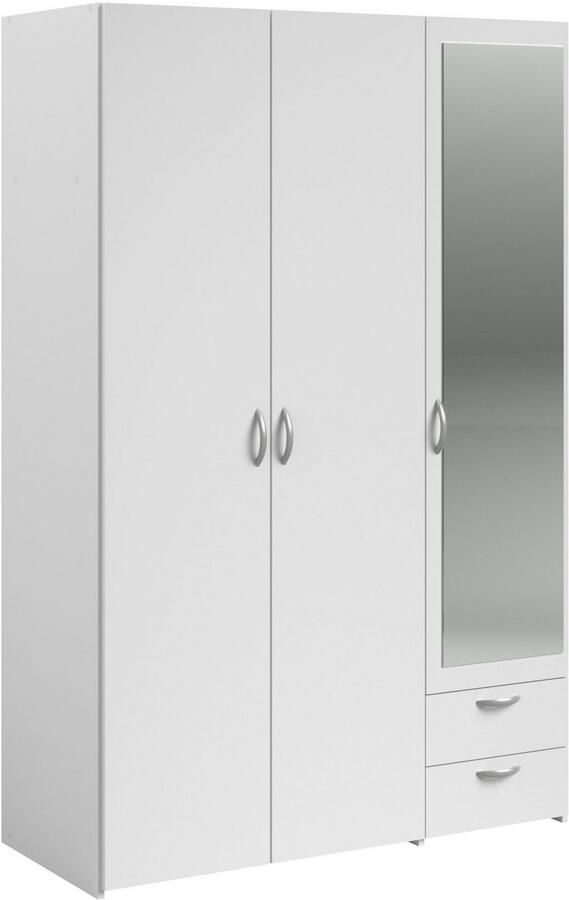 Parisot Varia garderobe Wit decor 3 scharnierende deuren + spiegel + 2 laden L 120 x H 185 x d 51 cm - Foto 5