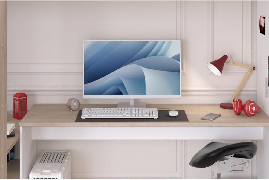 Vente-unique Dubbele hoekhoogslaper 2 x 90 x 200 cm Met opbergruimte en bureaus Wit en naturel LASCANO L 295.7 cm x H 180 cm x D 232.2 cm - Foto 9