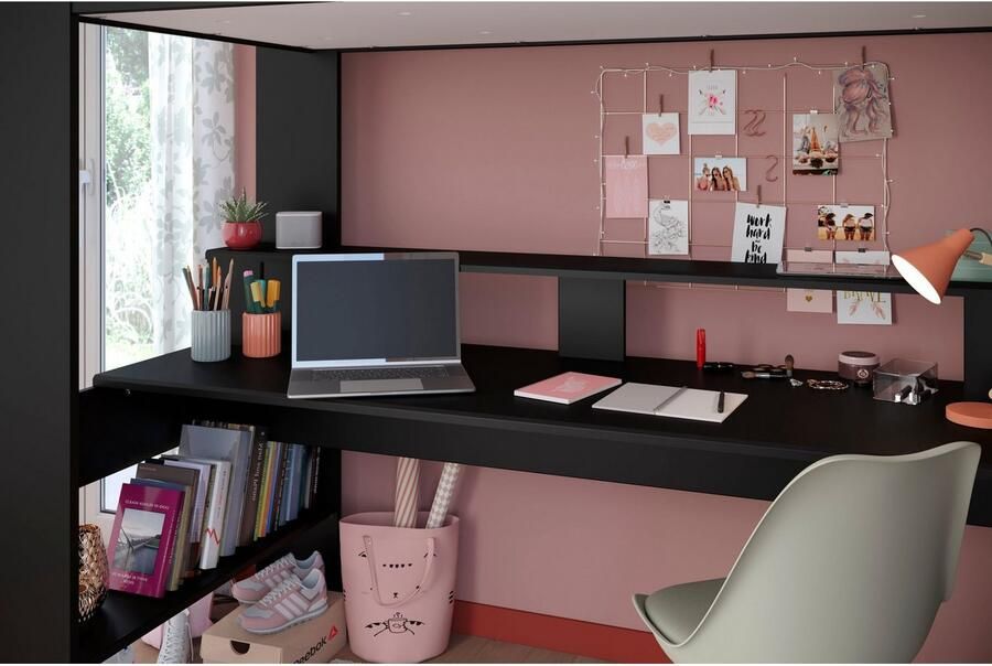 Parisot Hoogslaper Gaming-bed met bureau USB-aansluiting LED veel opbergruimte - Foto 14