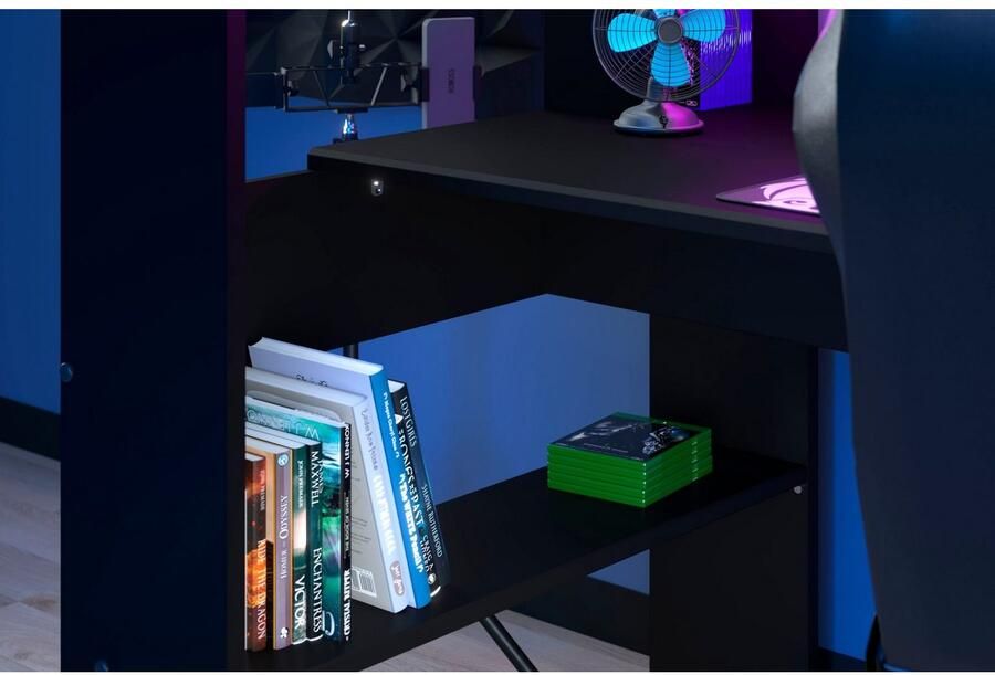 Parisot Hoogslaper Gaming-bed met bureau USB-aansluiting LED veel opbergruimte - Foto 6