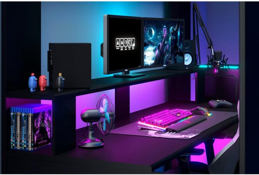 Parisot Hoogslaper Gaming-bed met bureau USB-aansluiting LED veel opbergruimte - Foto 9