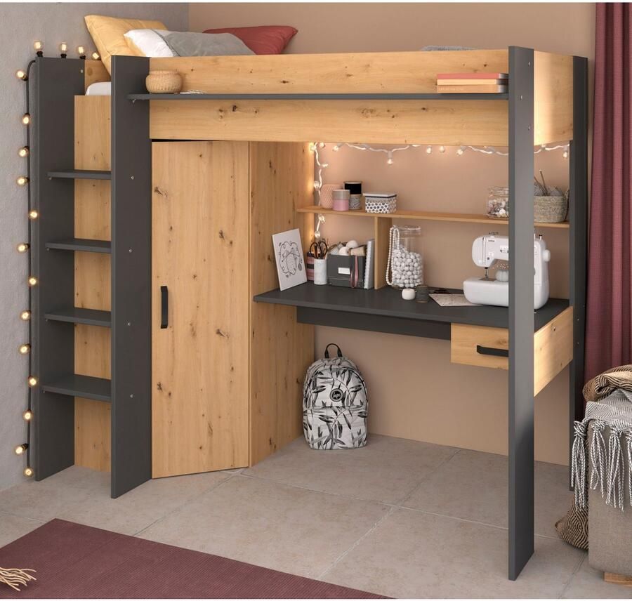 Parisot Hoogslaper Heavy All-in-one met kledingkast bureau ladder bergruimte - Foto 2