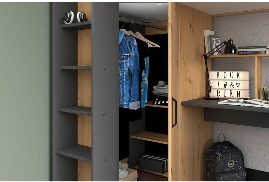 Parisot Hoogslaper Heavy All-in-one met kledingkast bureau ladder bergruimte - Foto 7