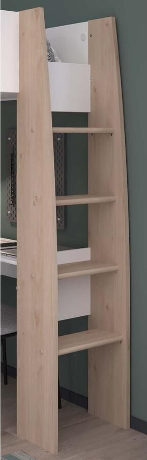 Parisot EMOB Hoogslaper Shelby 90x200cm met bureau wit eik Hoogslapers met bureau Wit; Bruin Spaanplaat Hoogslapers met bureau Eenpersoons Hoogslaper Op voorraad - Foto 14