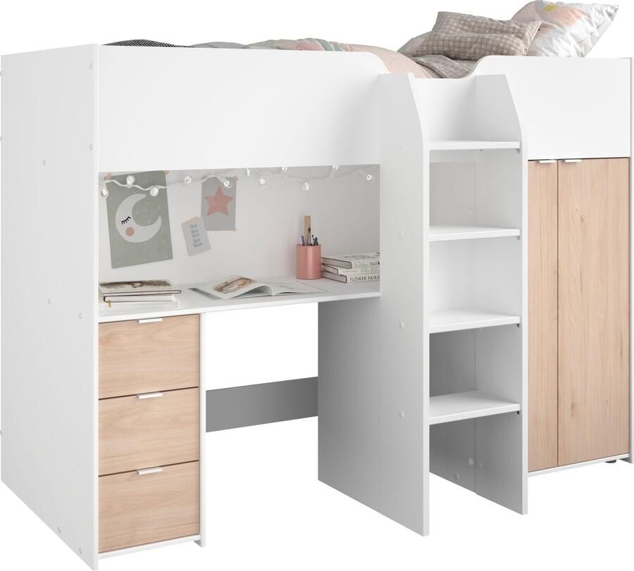 Parisot Lit Combiné avec Bureau Rangements et Penderie 90x200 cm Tom - Foto 11