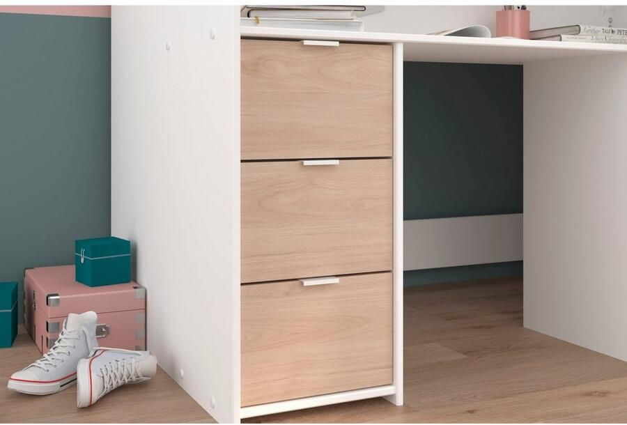 Parisot Lit Combiné avec Bureau Rangements et Penderie 90x200 cm Tom - Foto 6